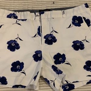 Banana Republic White Shorts with Blue Flowers